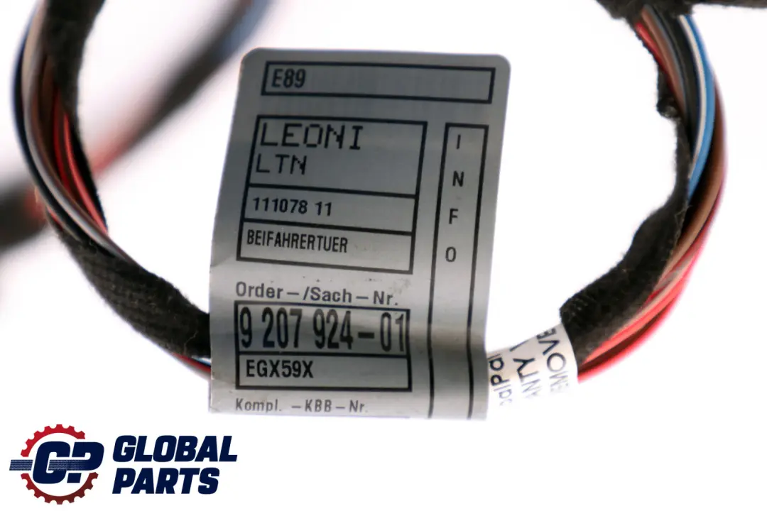 BMW Z4 Series E89 Wiring Loom Front Door Cables Cable Passenger Side 9207924