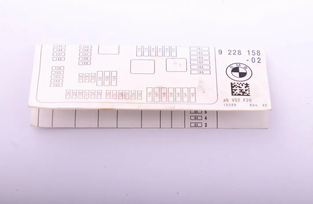 BMW F20 F21 F30 F31 Caja Distribucion Fusibles Mapa Agrupacion 9228158