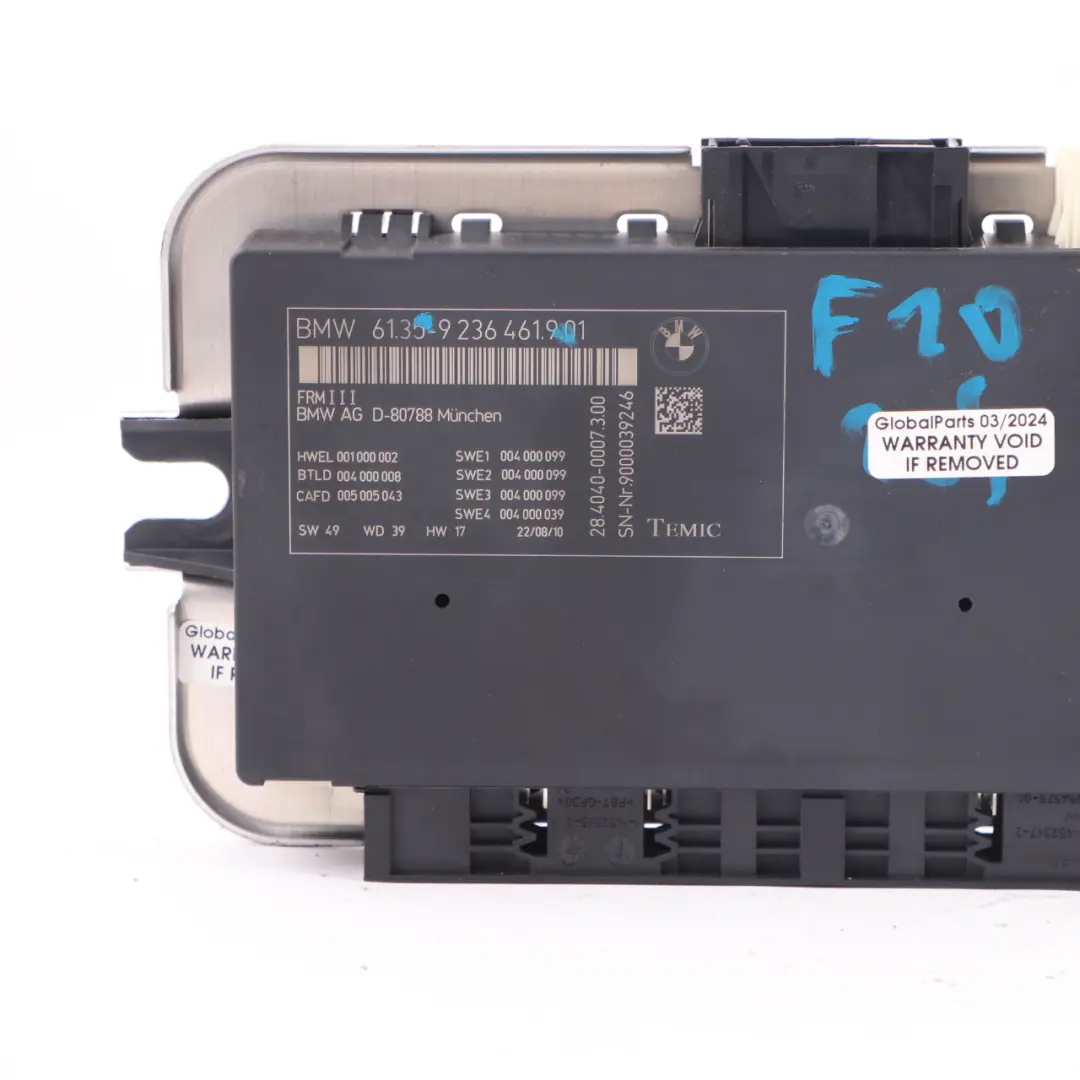 BMW F10 ECU FRM III Moduł Sterownik Świateł 9236461