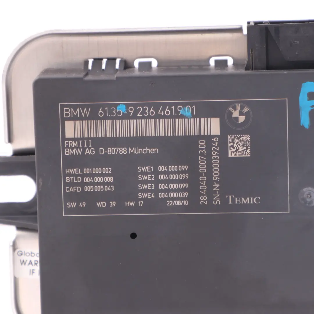 BMW F10 ECU FRM III Moduł Sterownik Świateł 9236461