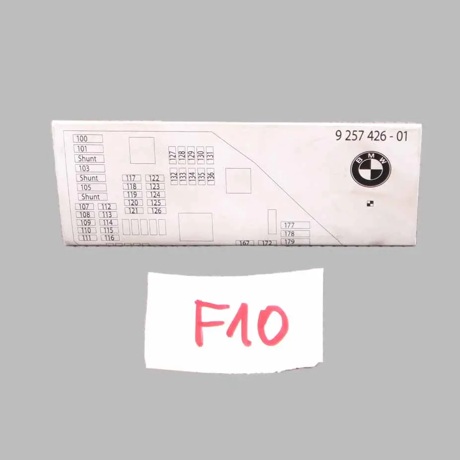 BMW F10 F11 F12 Tarjeta Mapa Caja de Fusibles Diagrama Agrupación 9238195