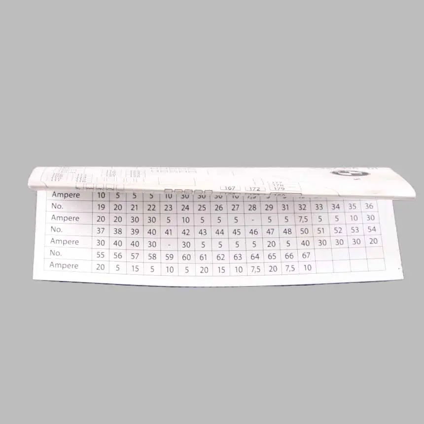 BMW F10 F11 F12 Tarjeta Mapa Caja de Fusibles Diagrama Agrupación 9238195