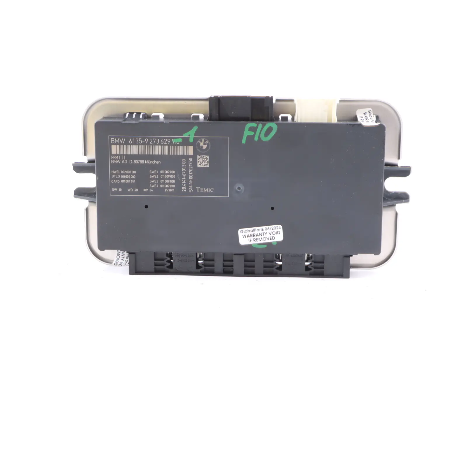 BMW 5 Series F10 Footwell Light Module ECU Control Unit FRM III TEMIC 9273629