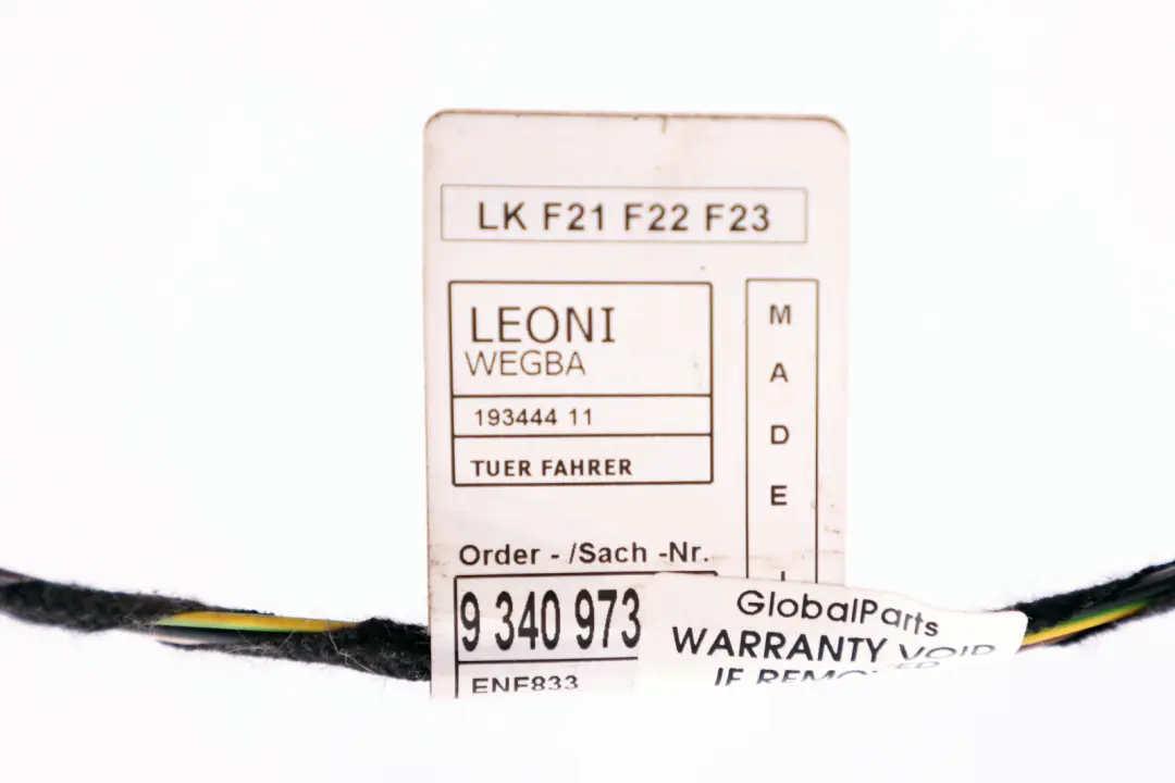 BMW F21 F22 Cableado Puerta Lado Conductor Delantero Derecho 9340973