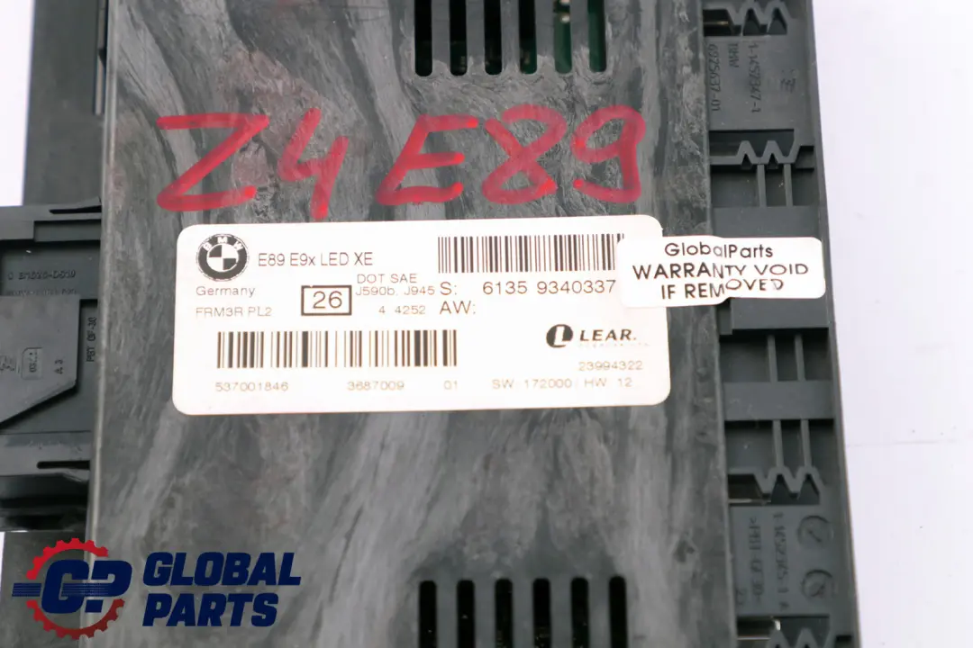 BMW Z4 E89 Moduł Sterownik Świateł ECU FRM3R 9340337