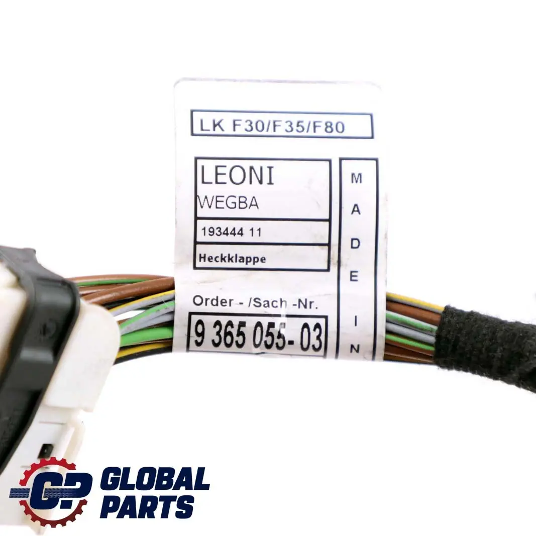BMW 3 Series F30 LCI 330e Hybrid Trunk Cable Wiring Harness Rear 9365055