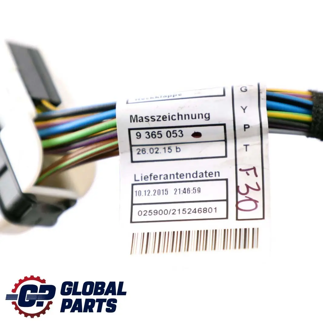 BMW 3 Series F30 LCI 330e Hybrid Trunk Cable Wiring Harness Rear 9365055