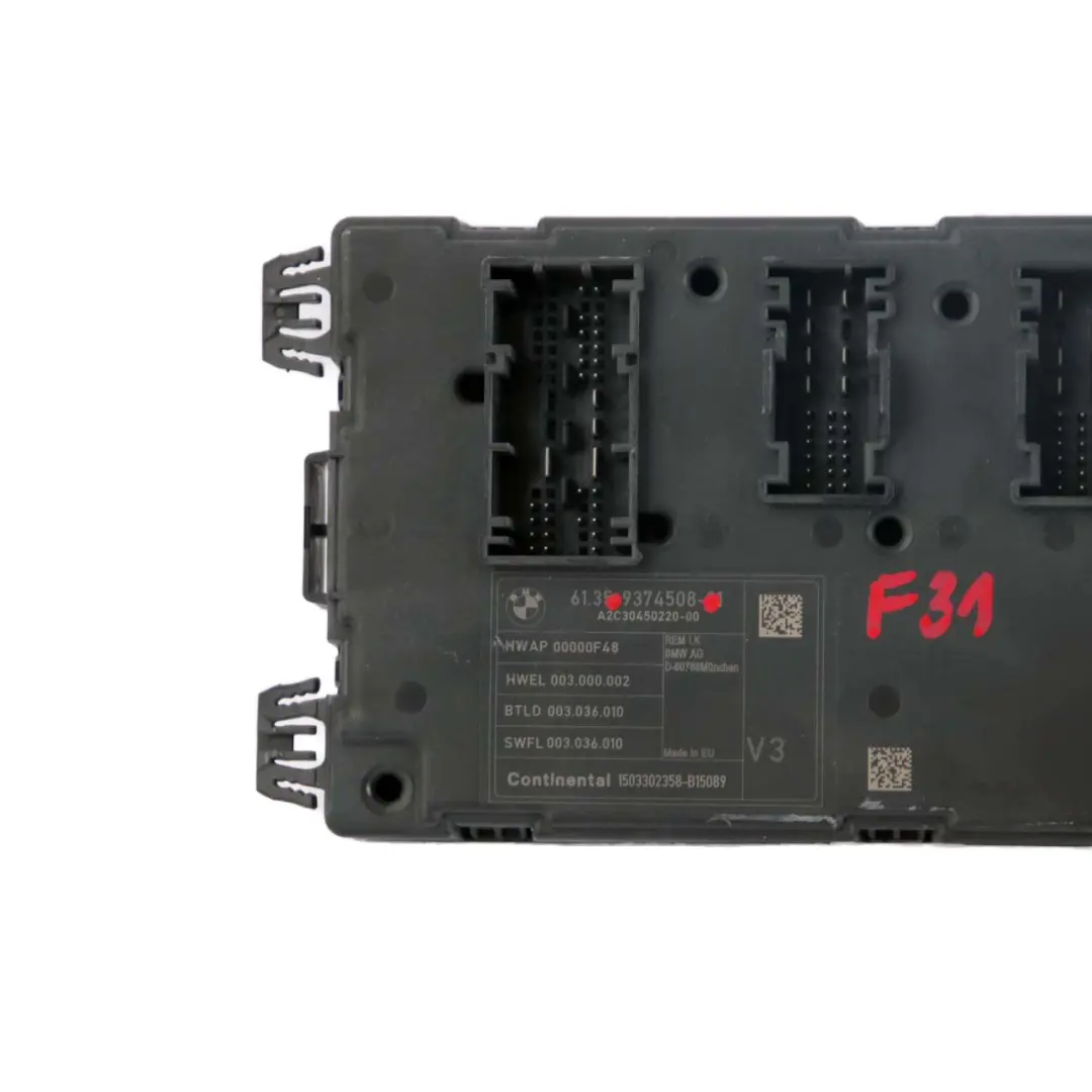 BMW F20 F21 F30 F31 REM Módulo Electrónico Trasero Fusibles Control V3 9374508