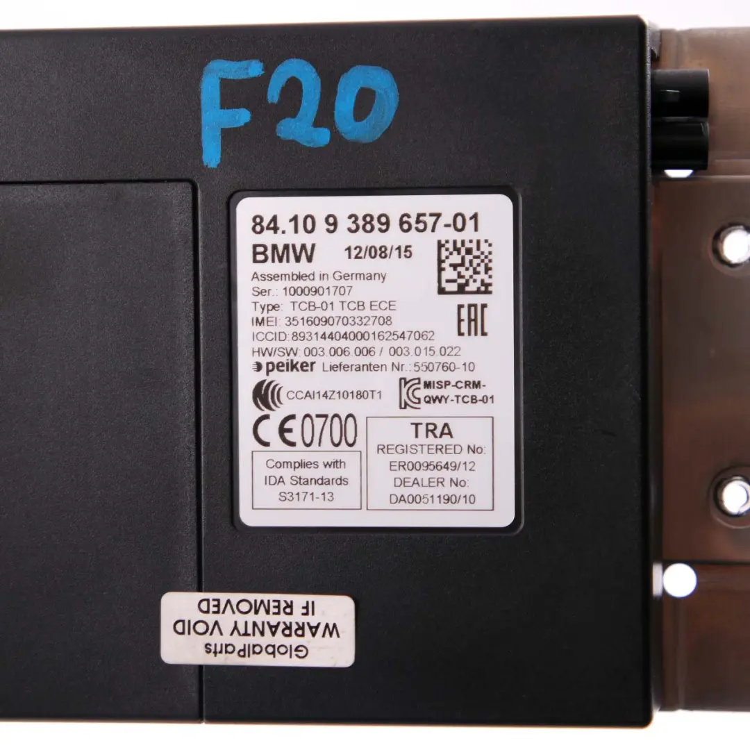 BMW F20 F21 F30 F31 Bluetooth Teleservices GPS Telematics Module 9389657