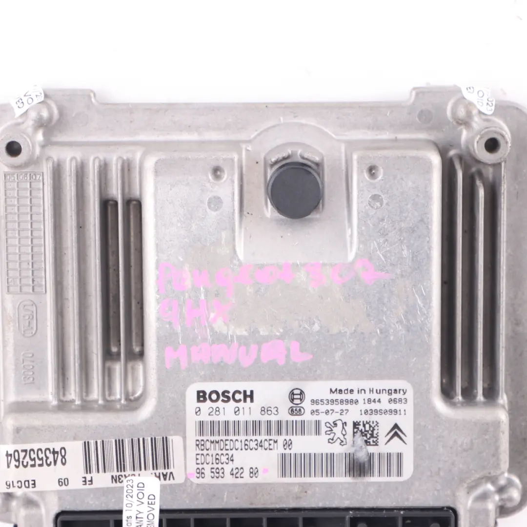 Peugeot 307 9HX 1.6 Diesel Engine Control Unit ECU Module 9659342280 Manual 