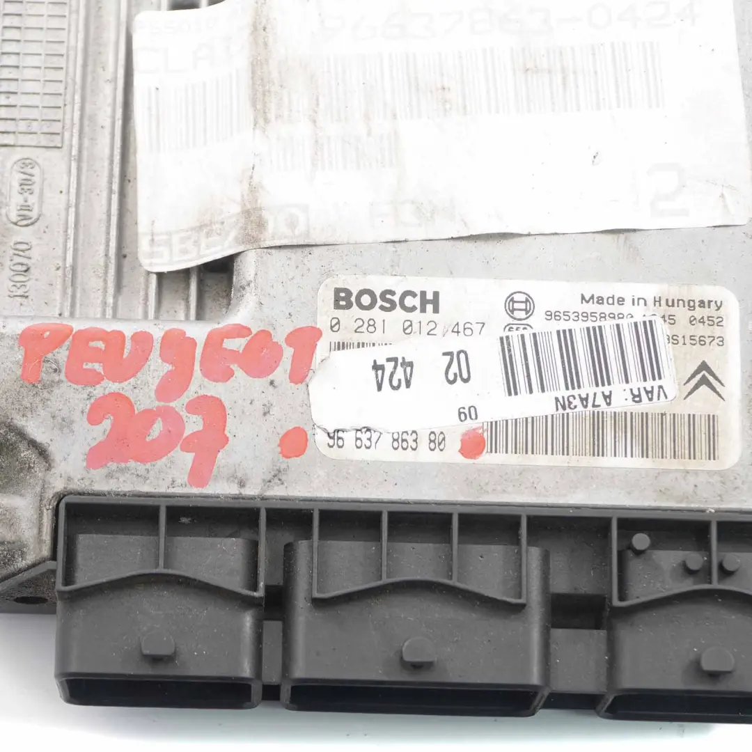 Peugeot 207 1.6HDI Diesel Motorsteuergerät ECU Modul 9663786380