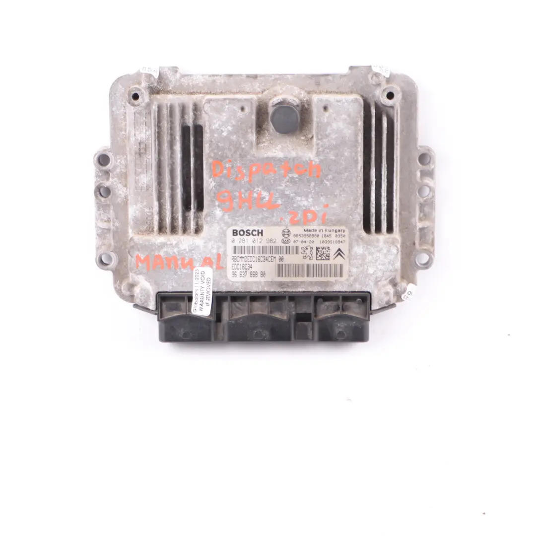 Citroen Dispatch Jumpy 9HM DV6UC 1.6 HDi 90HP Engine Module Unit ECU 9663786880