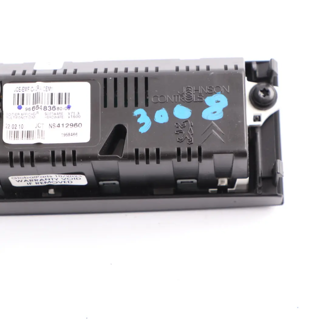 Peugeot 3008 Multifunction Display Screen Unit Module Clock Dashboard 9666483680