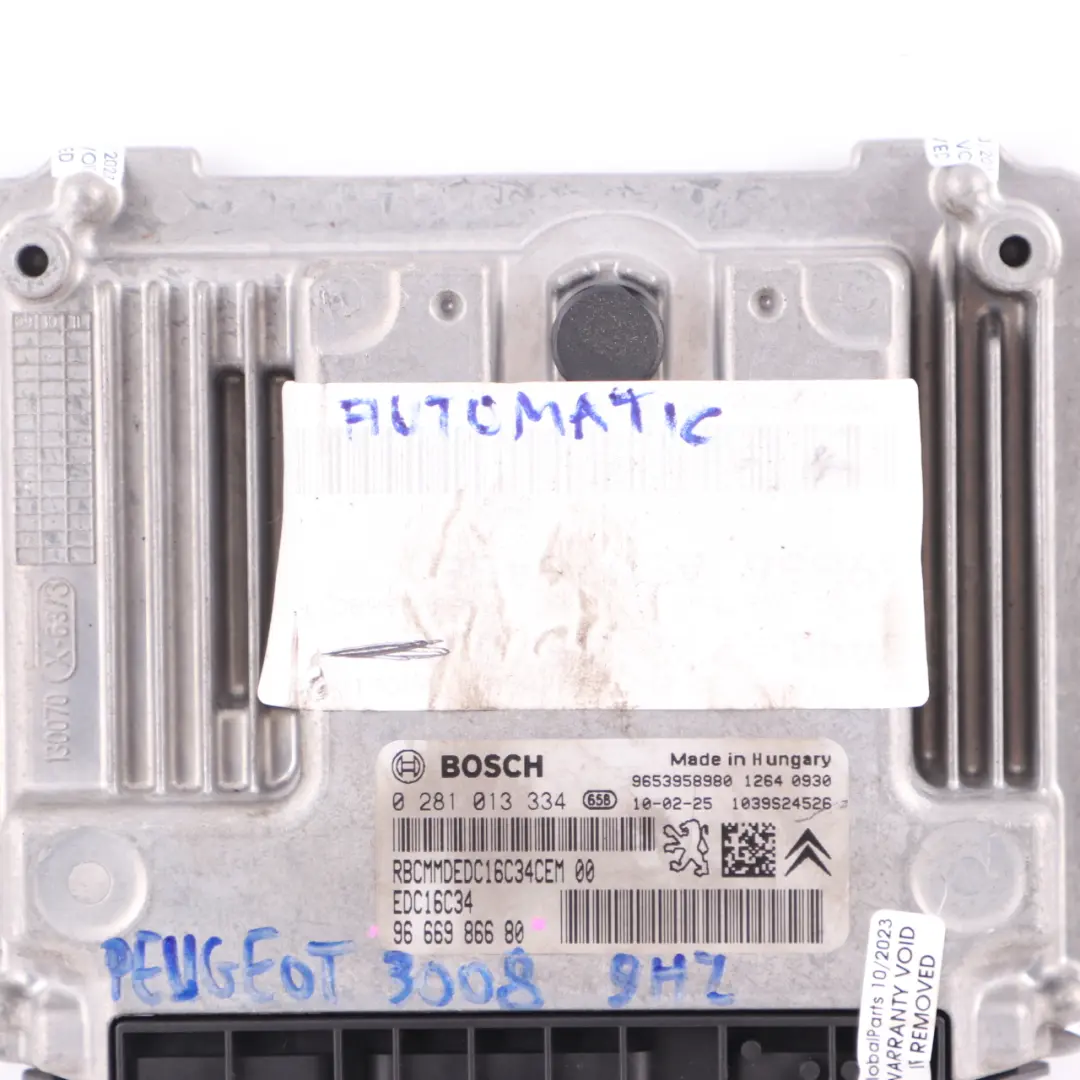 Peugeot 3008 1.6 HDI 9HZ 9H01 Engine Control Unit Module ECU 9666986680 Manual 