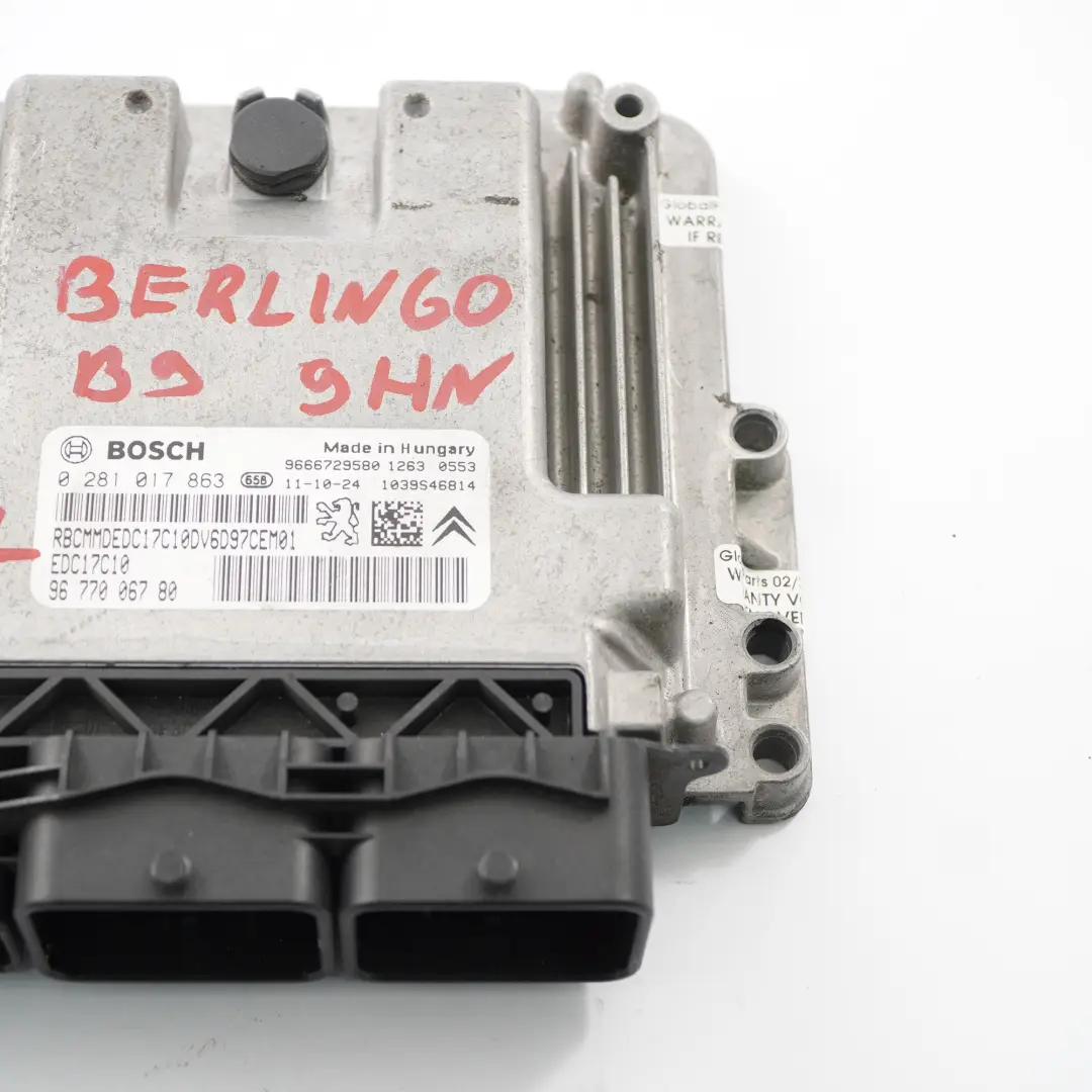 Citroen Berlingo B9 1.6 HDI 9HN Unidad Control Motor ECU EDC 9677006780 Manual