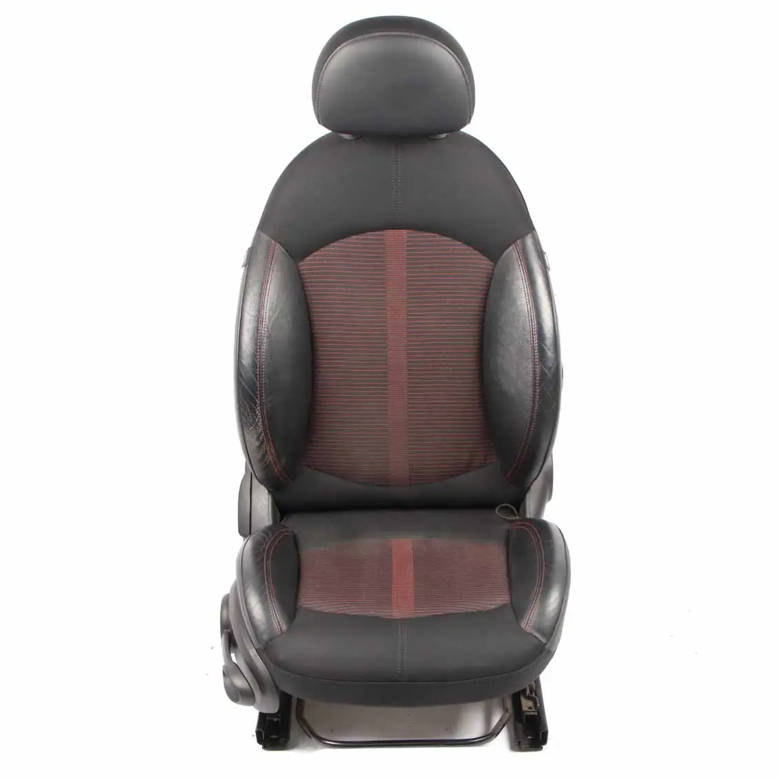 Front Seat Mini R60 Countryman Right O/S Sport Cloth Leather Parallel Lines Red