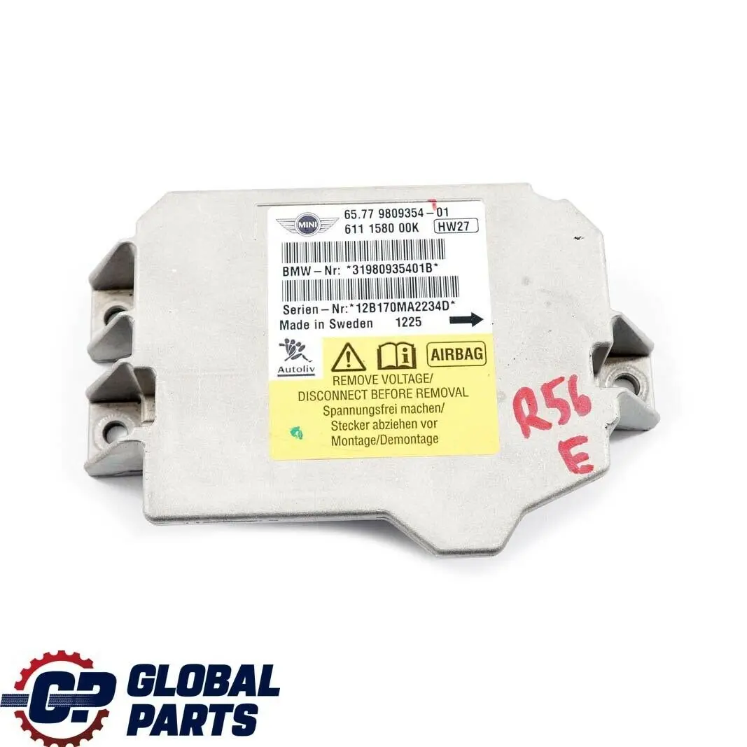 BMW Mini Cooper One R56 R55 R58 R60 R61 Airbag ECU Control Module 9809354