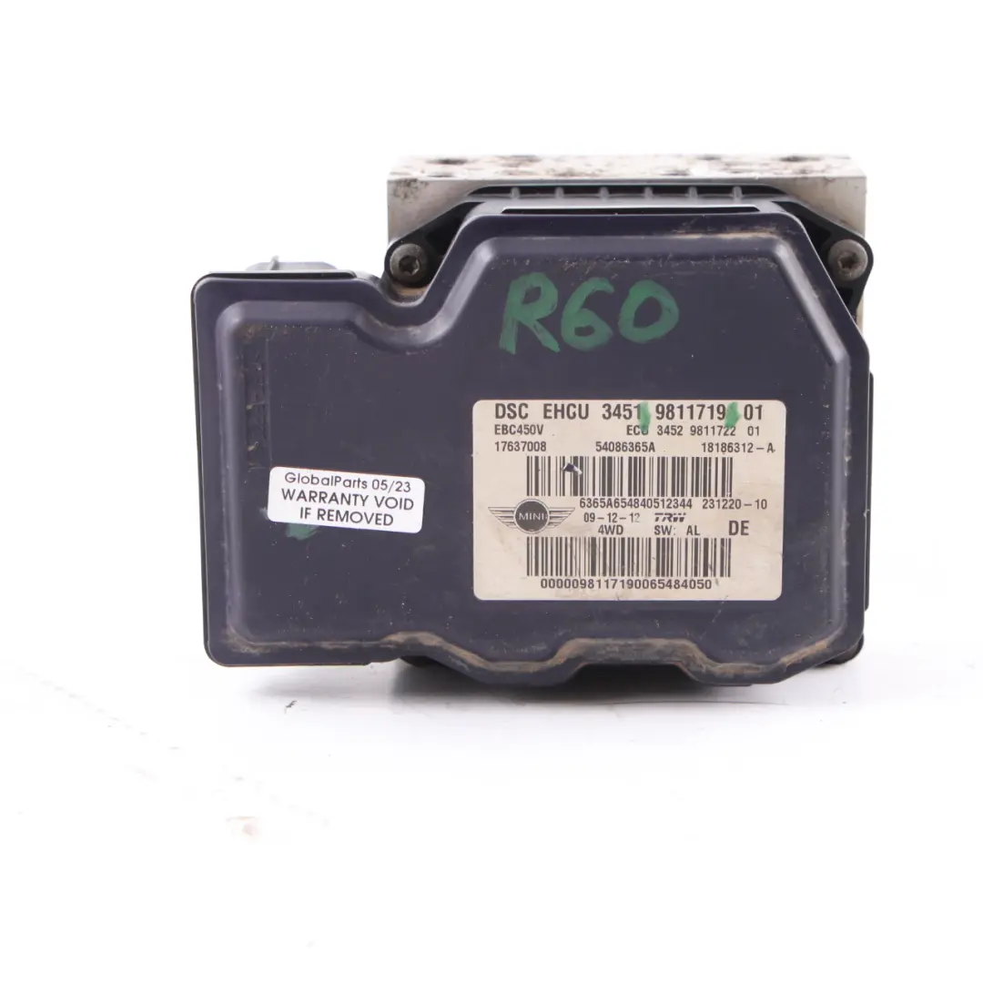 Mini R60 R61 Cooper S D Dsc Pompe de freinage hydraulique 9808197 9808201