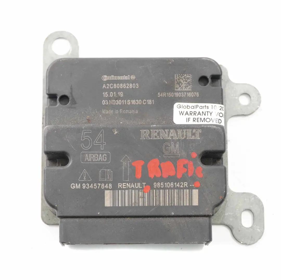 Renault Trafic 3 Opel Vivaro B Airbag Modul Air Bag Steuergerät ECU 985106142R