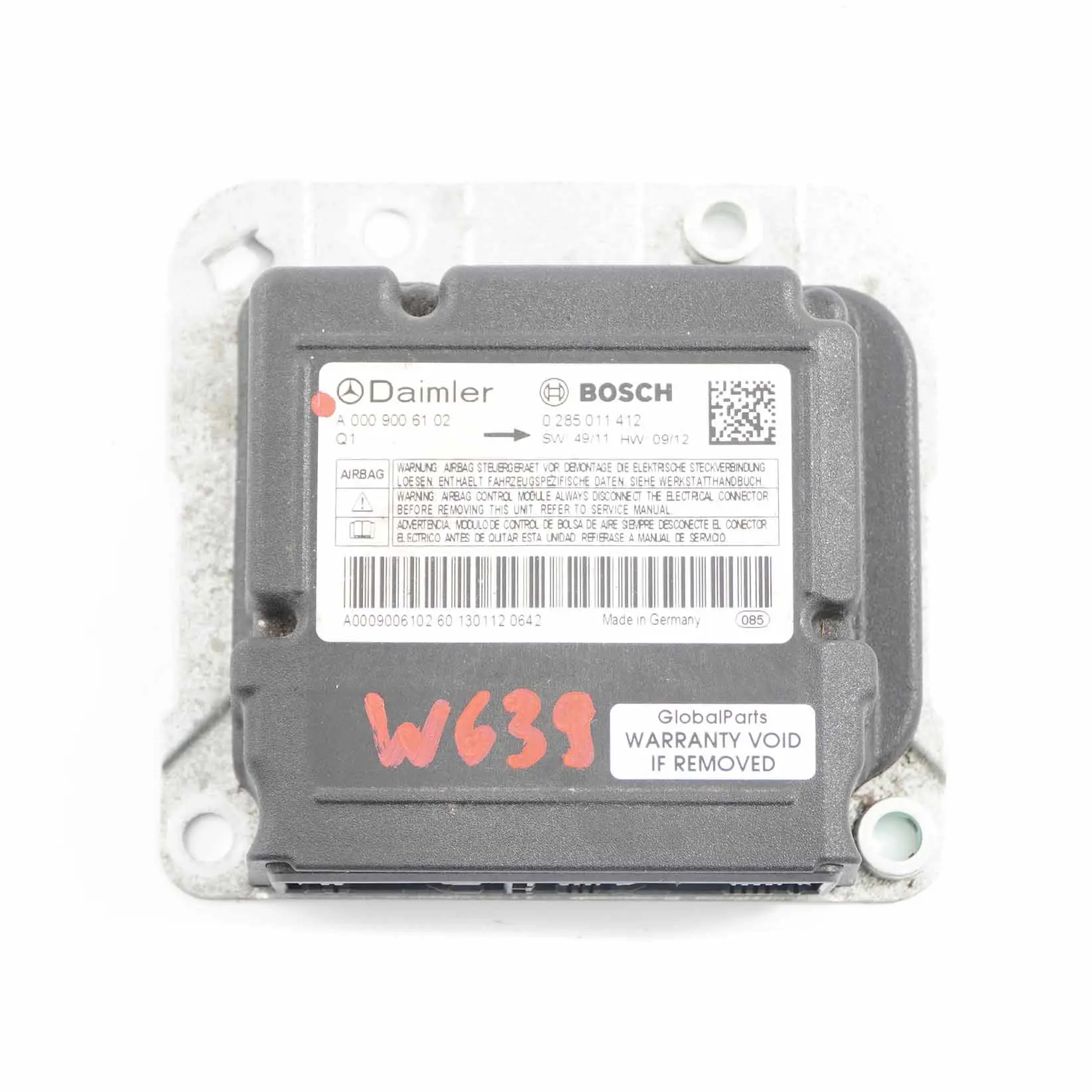 Mercedes Vito W639 ECU Unidad Control Choque Módulo Impacto Airbag A0009006102