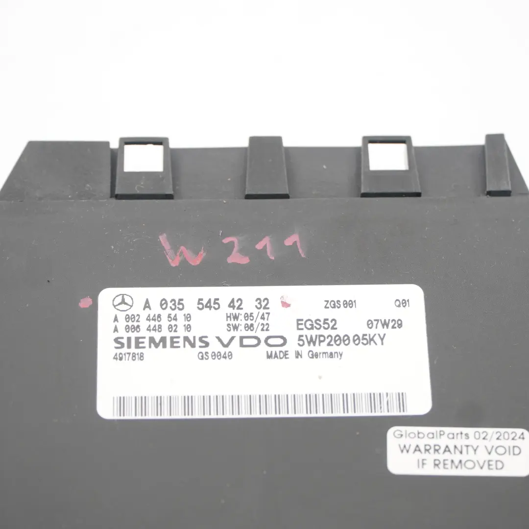 Mercedes W211 Caja de cambios automática Módulo Control Unidad ECU A0355454232