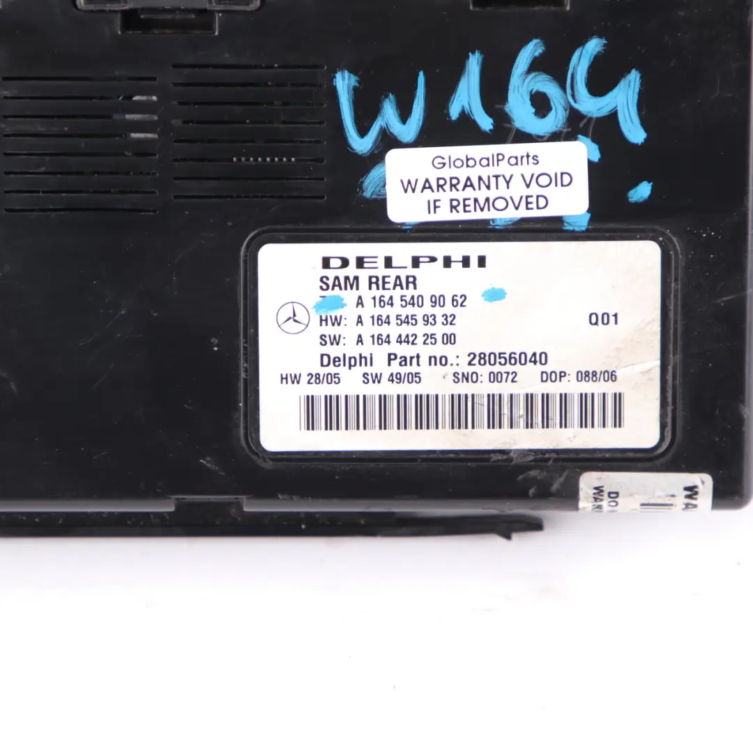 Mercedes ML W164 Fuse Box Rear SAM Relay Control Unit Module A1645409062
