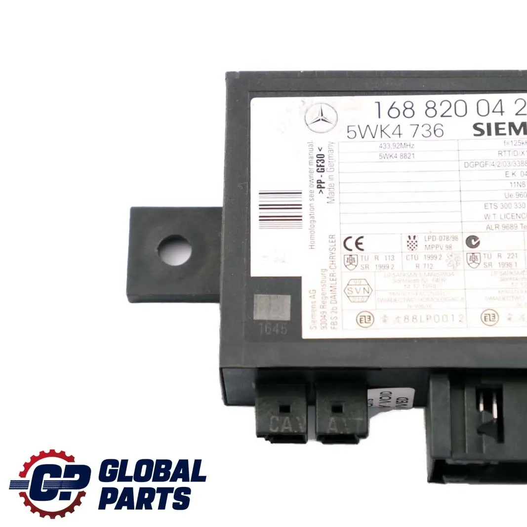 Mercedes W168 Modulo De Unidad De Control del Inmovilizador ECU A1688200426