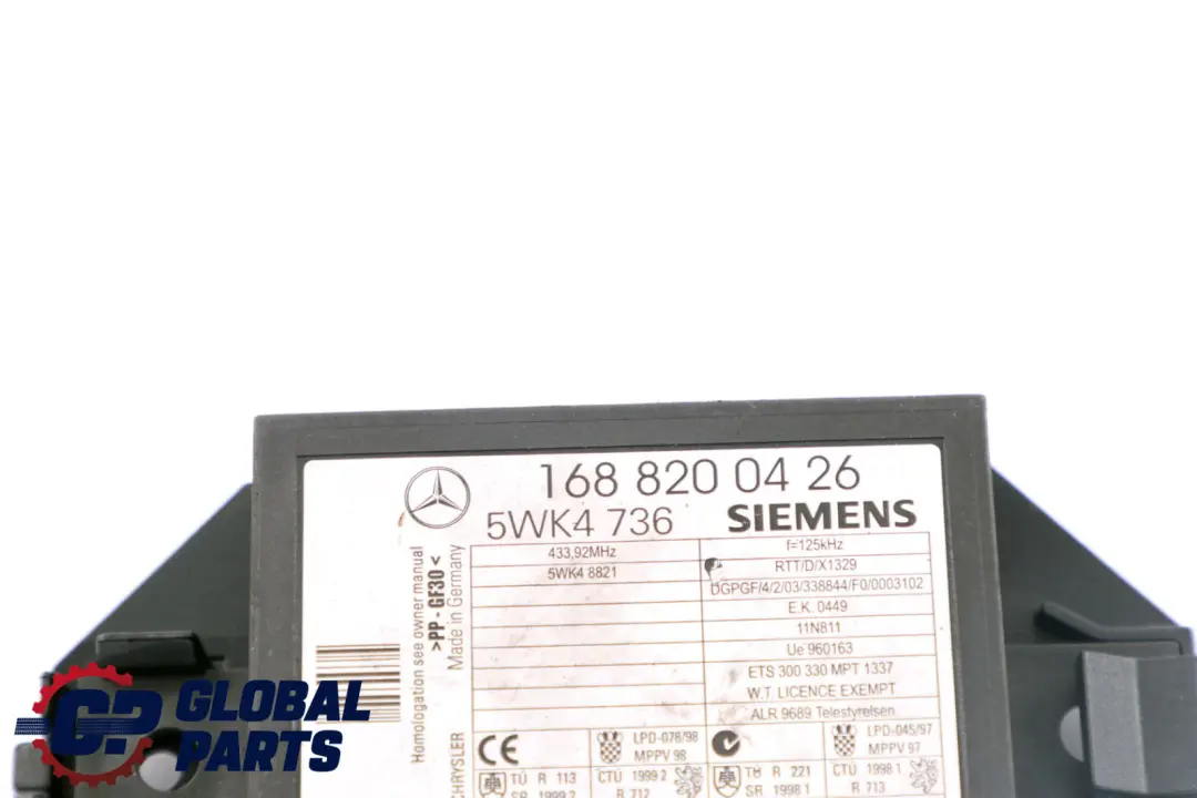 Mercedes Benz W168 Modulo De Unidad De Control del Inmovilizador ECU A1688200426