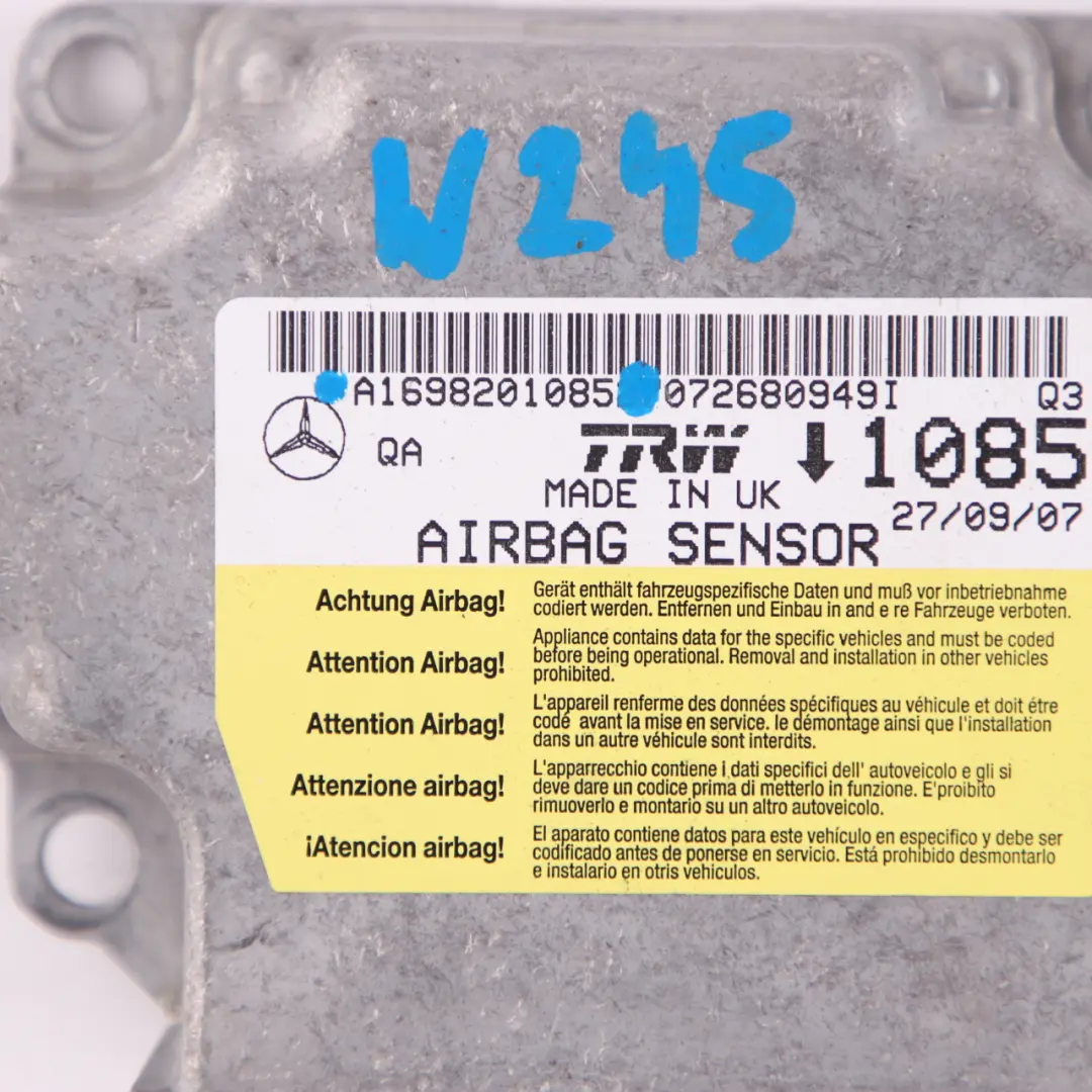 Mercedes W245 ECU Unidad Control Sensor Módulo Aire A1698201085