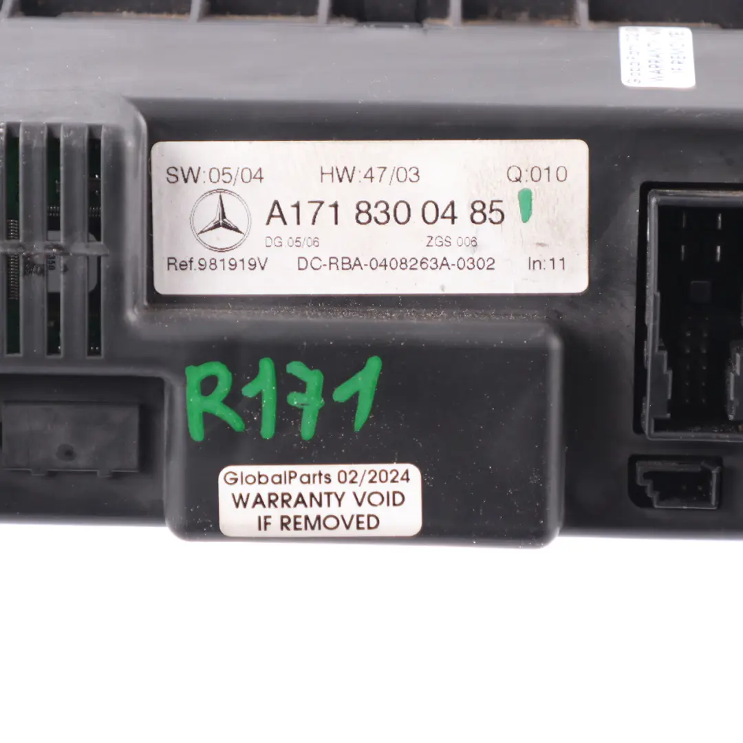 Mercedes R171 A / C Aire Calentador Climatizador Panel Interruptores A1718300485