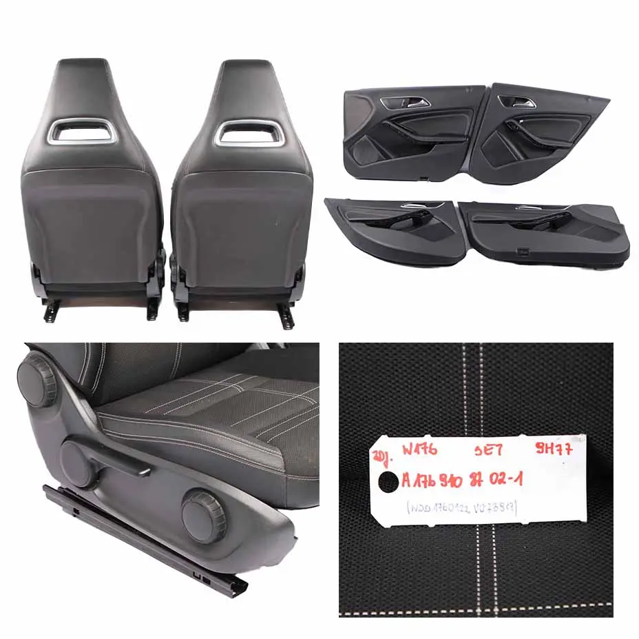 Seats Mercedes W176 Half-Leather Comfort Artico Black Front Rear Seat Door Cards