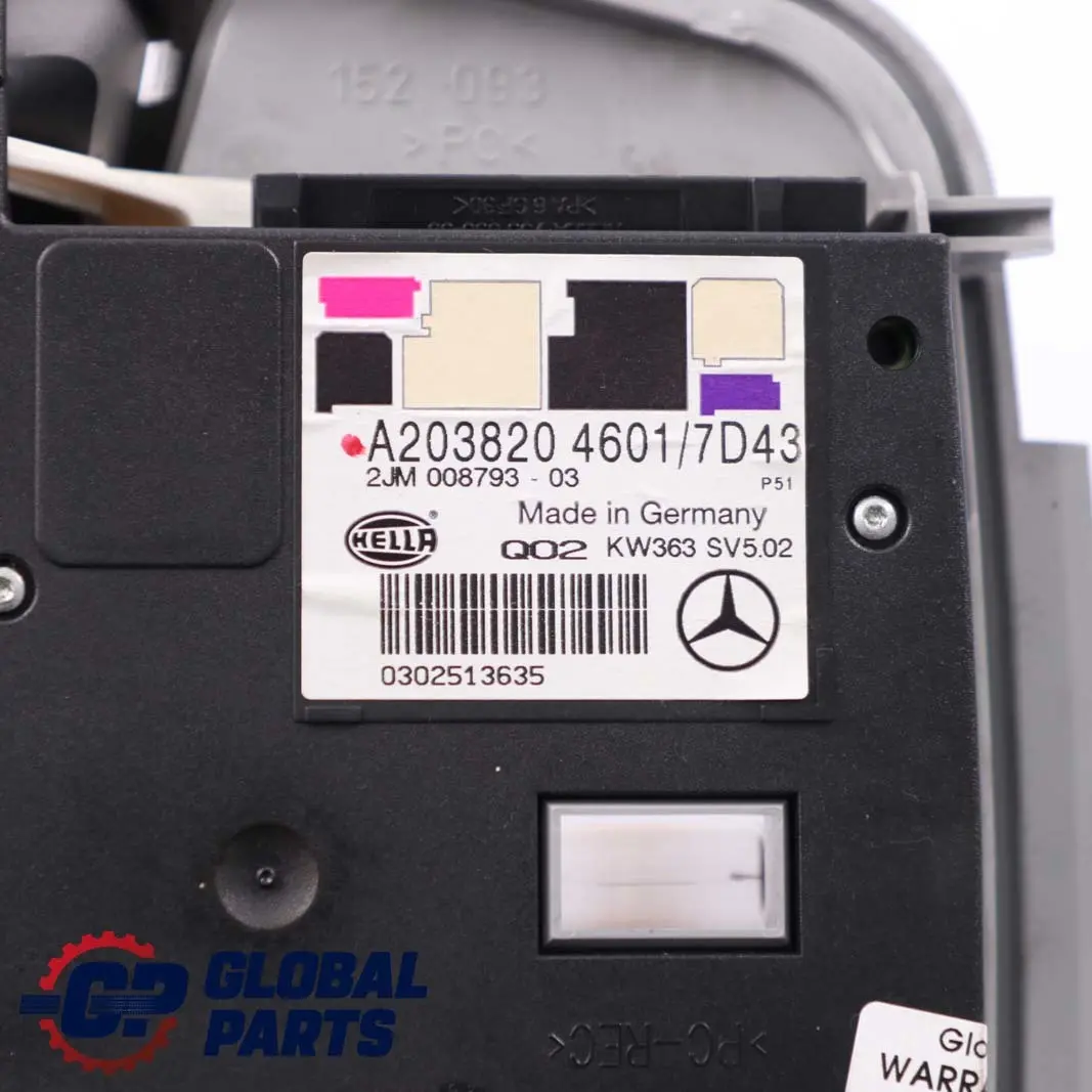 Luz de techo interior Mercedes W203 Lámpara de lectura Gris A2038204601