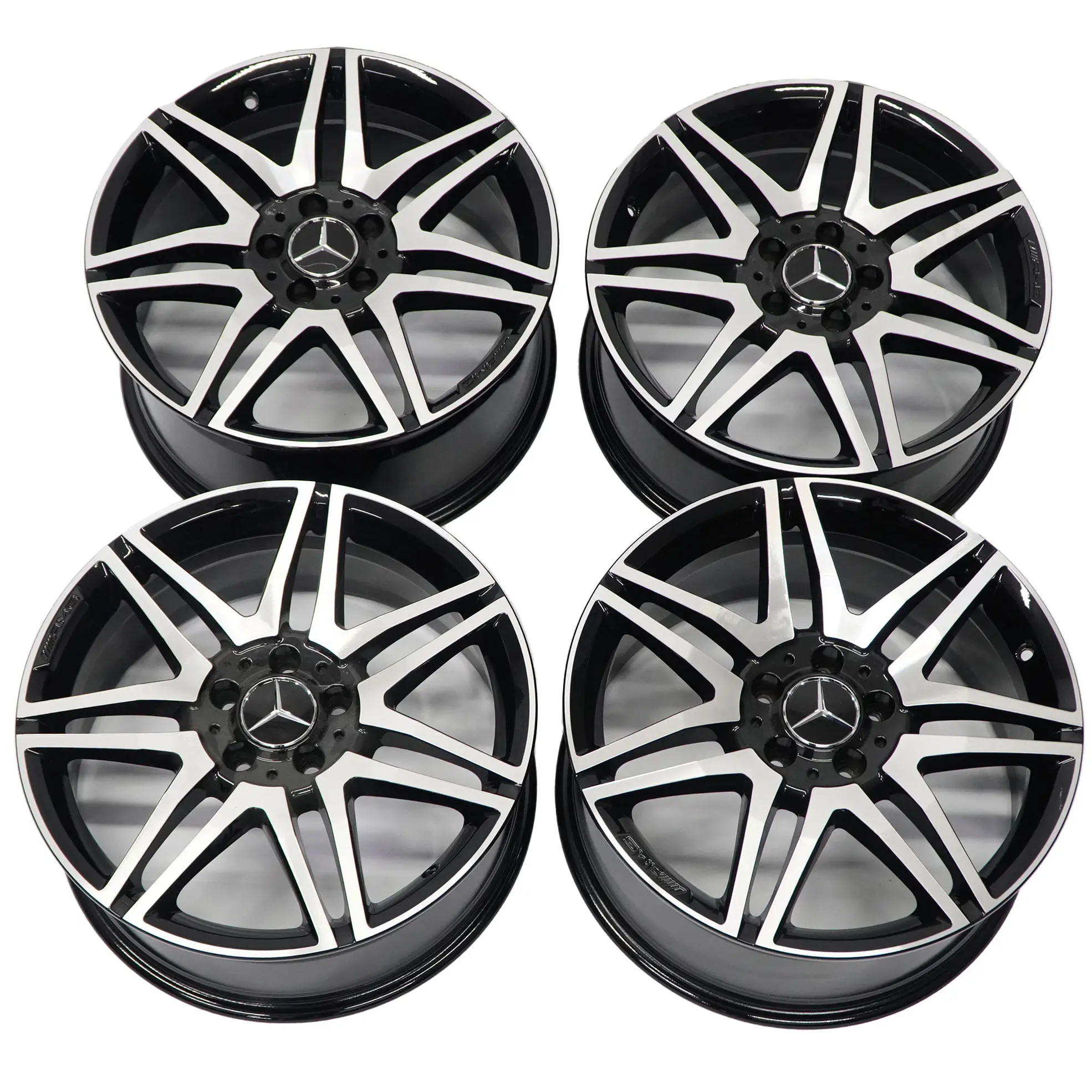 Mercedes W204 4x AMG Alloy Wheel Rim 18" 7,5J/8,5J 7 Double-Spoke Polished