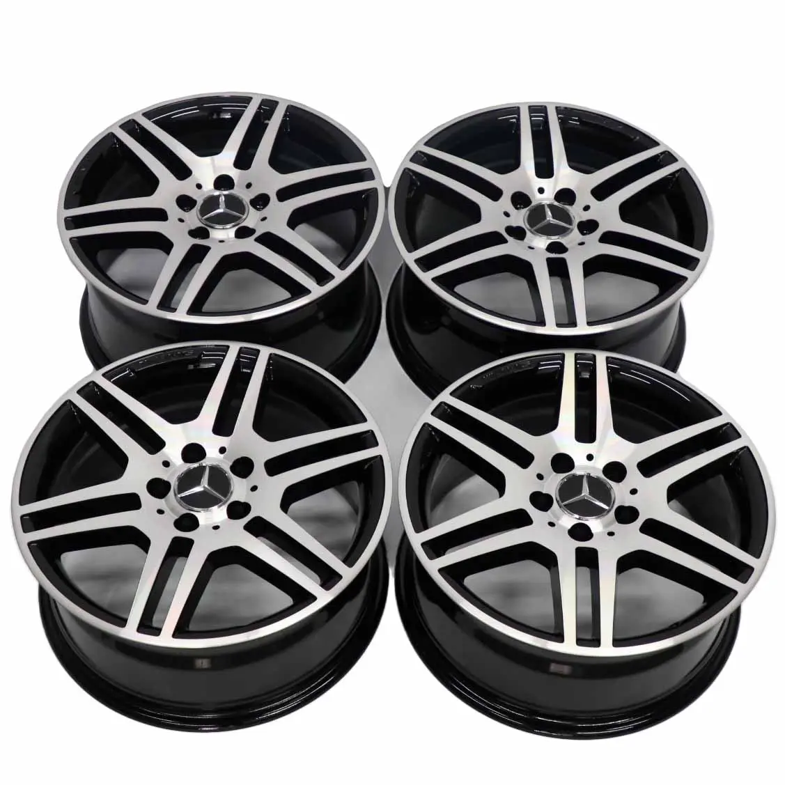 Mercedes W204 4x AMG Alloy Wheel Rim 17" 7,5J/8,5J 6 Double-Spoke Polished