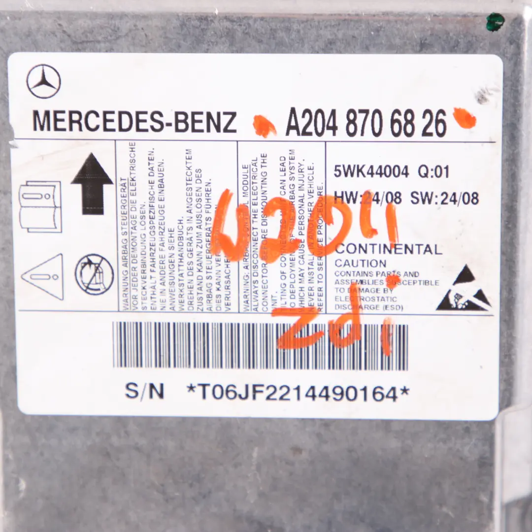 Mercedes W204 Moduł Poduszki Airbag A2048706826