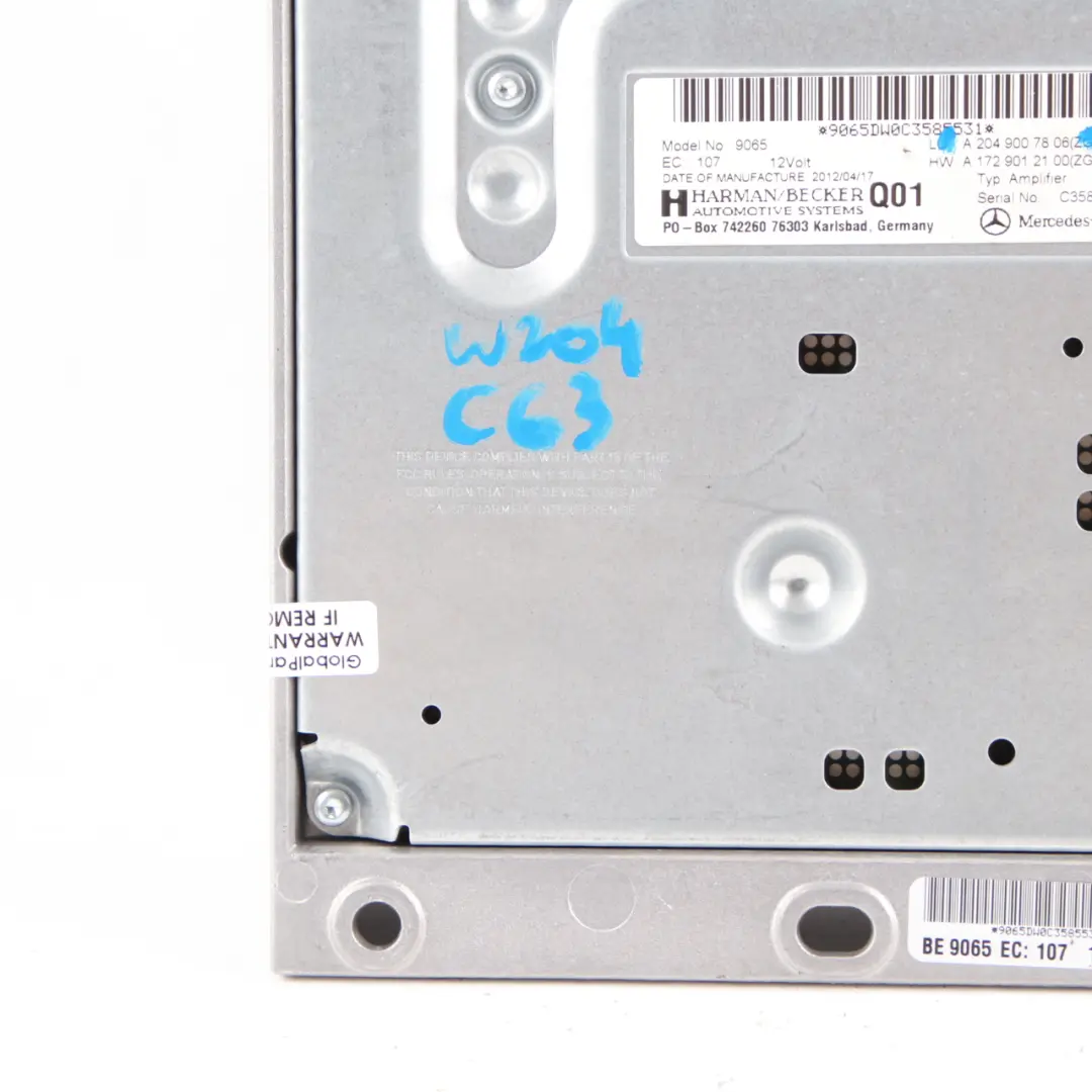 Mercedes W204 Sound Audio Amplifier Unit Harman Becker A2049007806