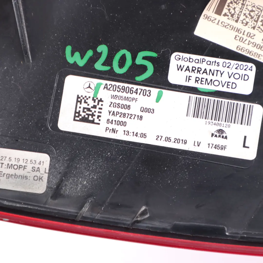 Mercedes W205 Saloon Rear Lamp LED Side Panel Left N/S Tail Light A2059064703