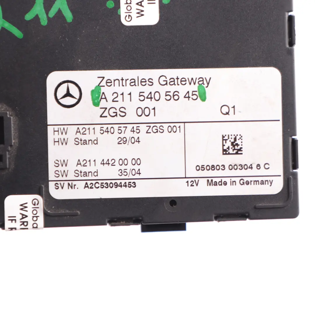 Mercedes W211 Central Gateway Module Control Unit A2115405645 