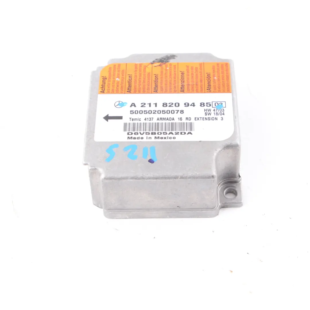 Airbag Module Mercedes W211 W219 Air Bag SRS Control Unit ECU A2118209485