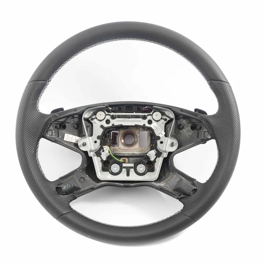 Steering Wheel Mercedes W212 NEW Black Leather with White Threads Paddle Shift