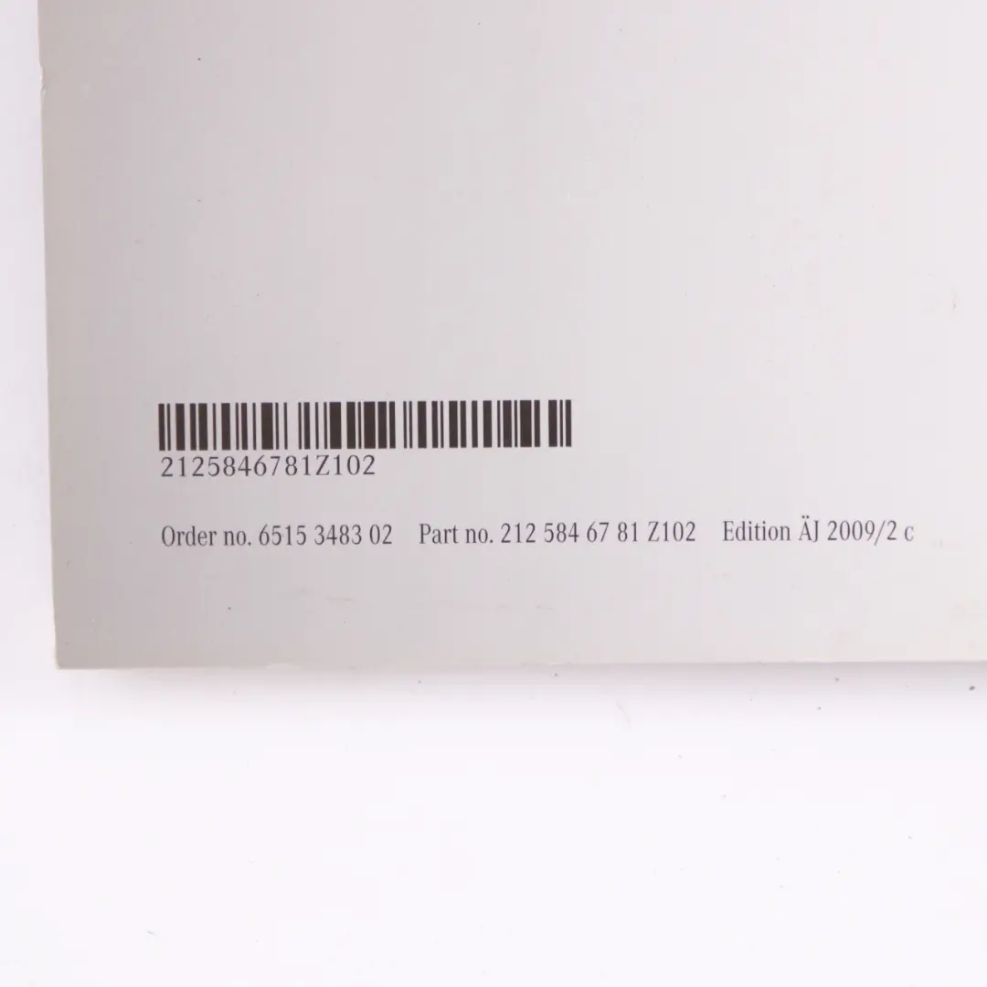 Mercedes W212 Owner's Handbook Service Booklet Manual A2125846781