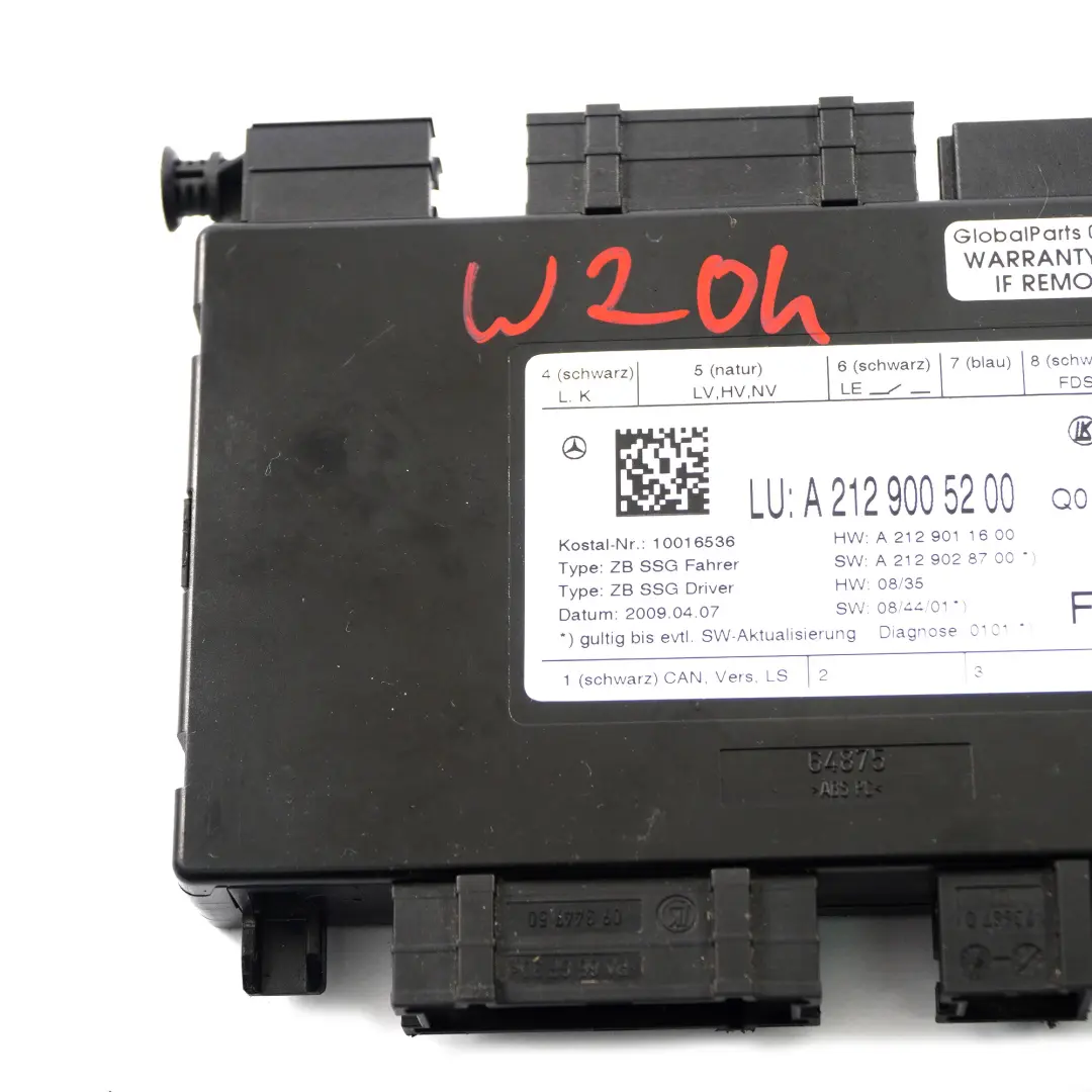 Seat Module Mercedes W204 W212 Memory Control Unit Driver's Side A2129005200