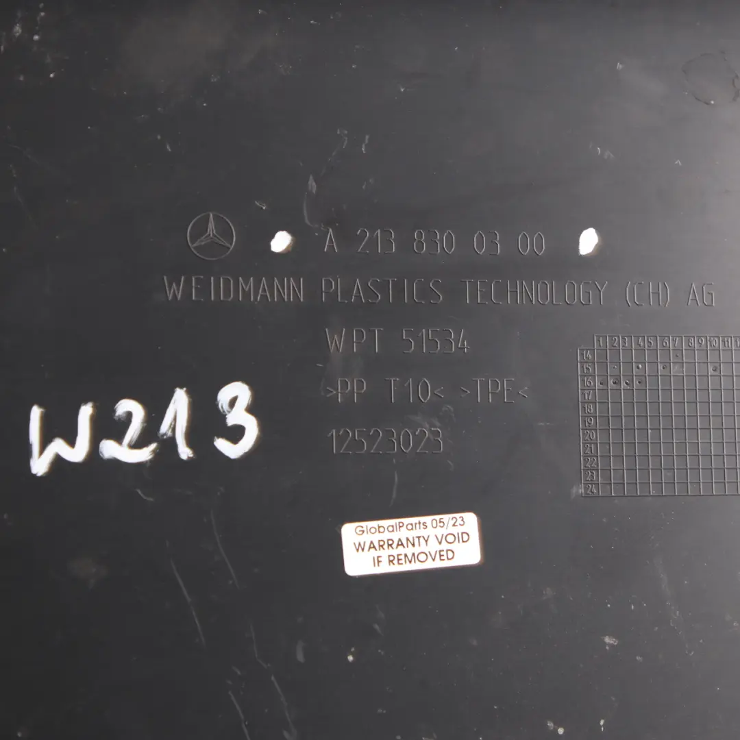 Mercedes W213 Engine Bay Cover Water Drain Left N/S Trim Panel A2138300300