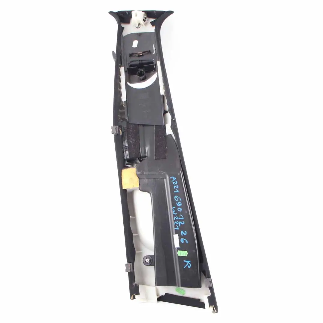 Mercedes W221 Trim Cover Right O/S B-Pillar Middle Trim Panel Black A2216901226