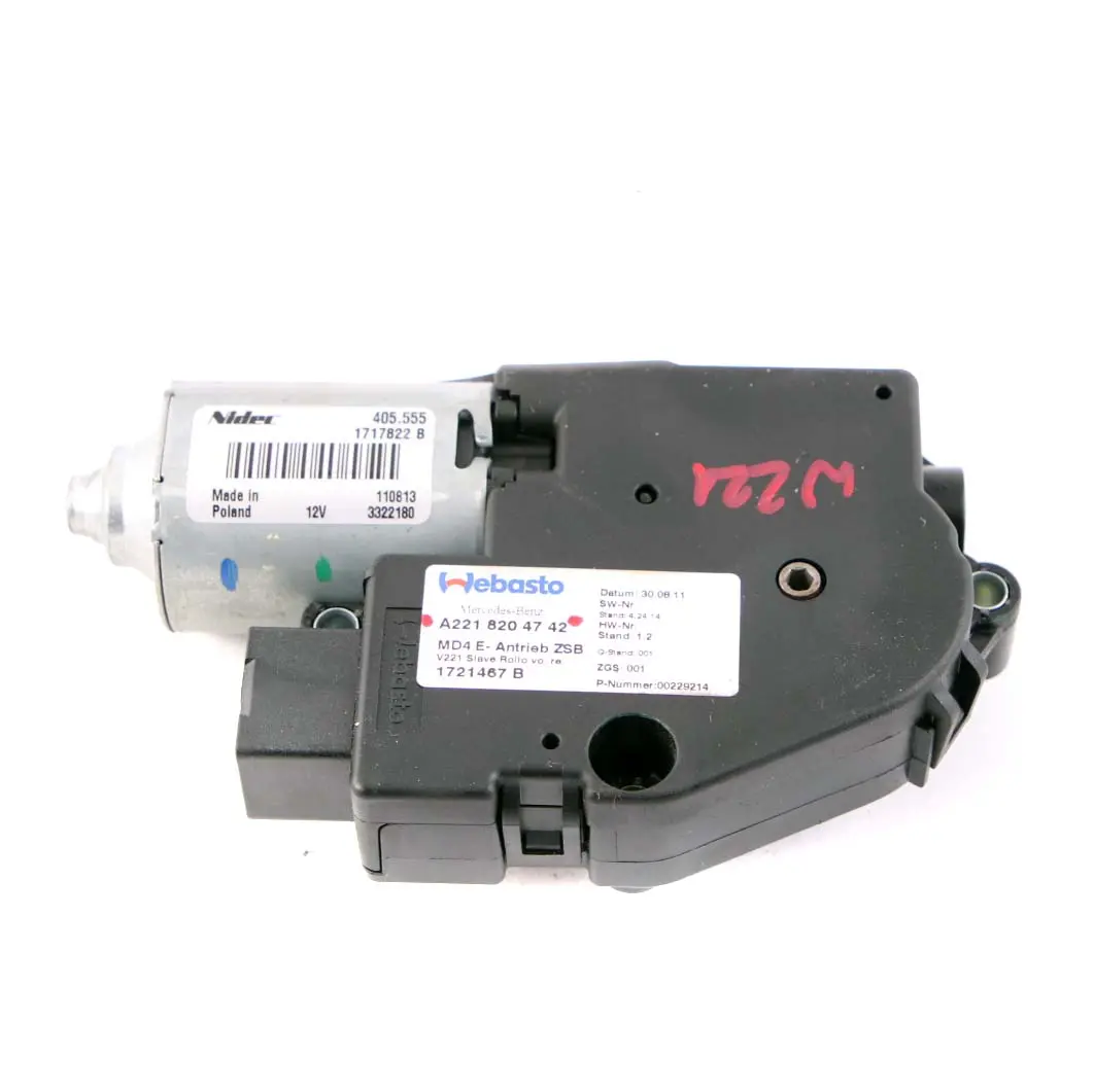 Mercedes-Benz S-Class W221 Sunroof Control Unit Motor Drive Sun Roof A2218204742