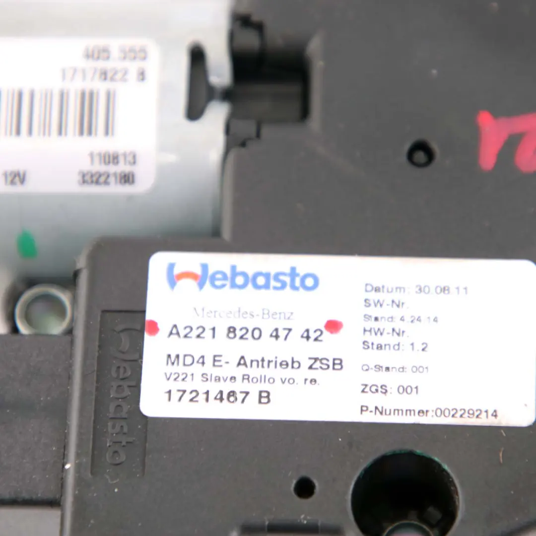 Mercedes-Benz S-Class W221 Sunroof Control Unit Motor Drive Sun Roof A2218204742