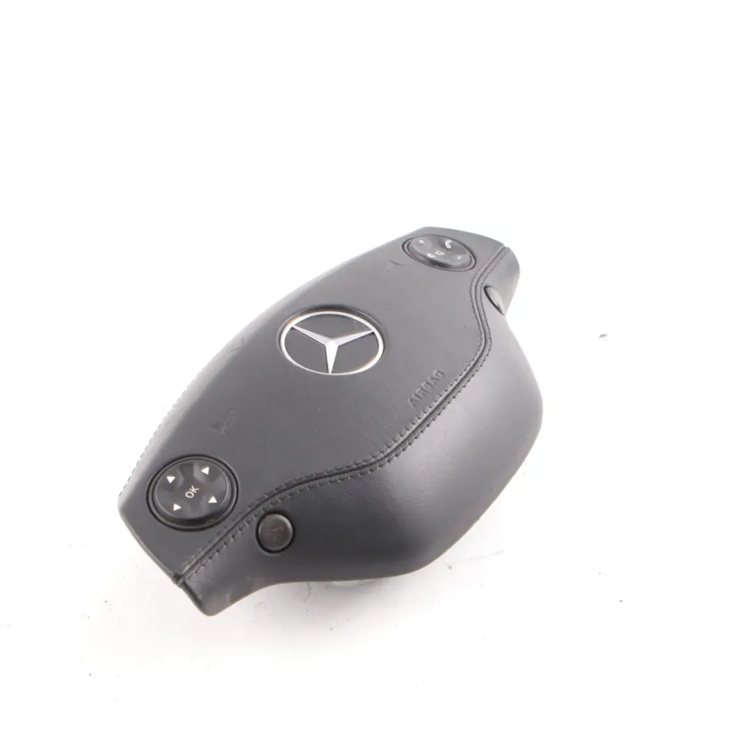 Mercedes W221 Steering Wheel Air Module Buttons Leather Black A2218600502