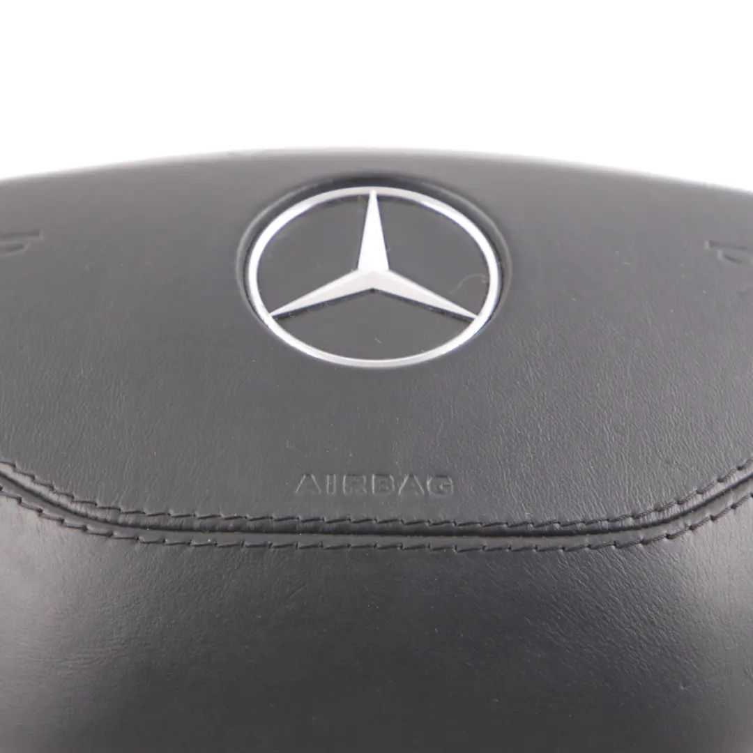 Mercedes W221 Steering Wheel Air Module Buttons Leather Black A2218600502