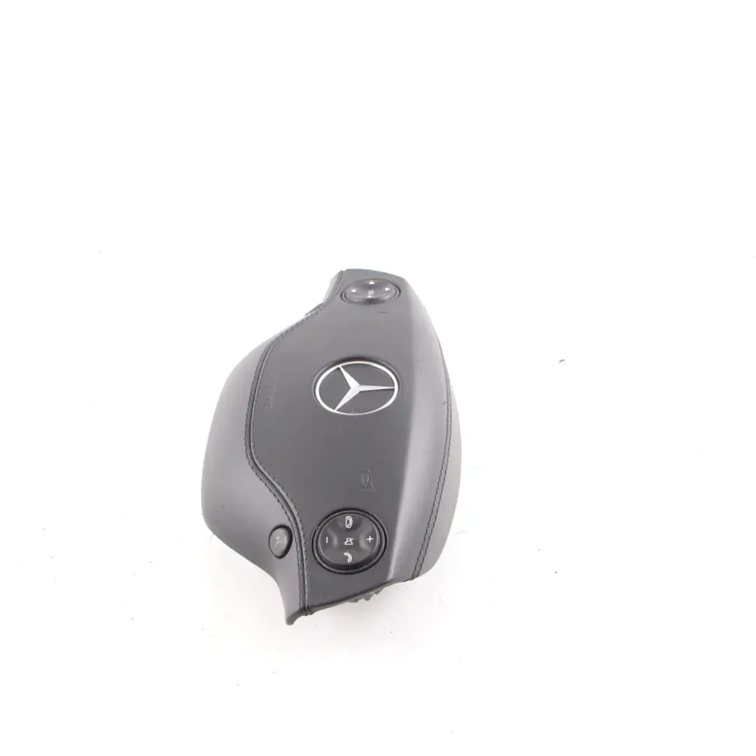 Mercedes W221 Steering Wheel Air Module Buttons Leather Black A2218600502