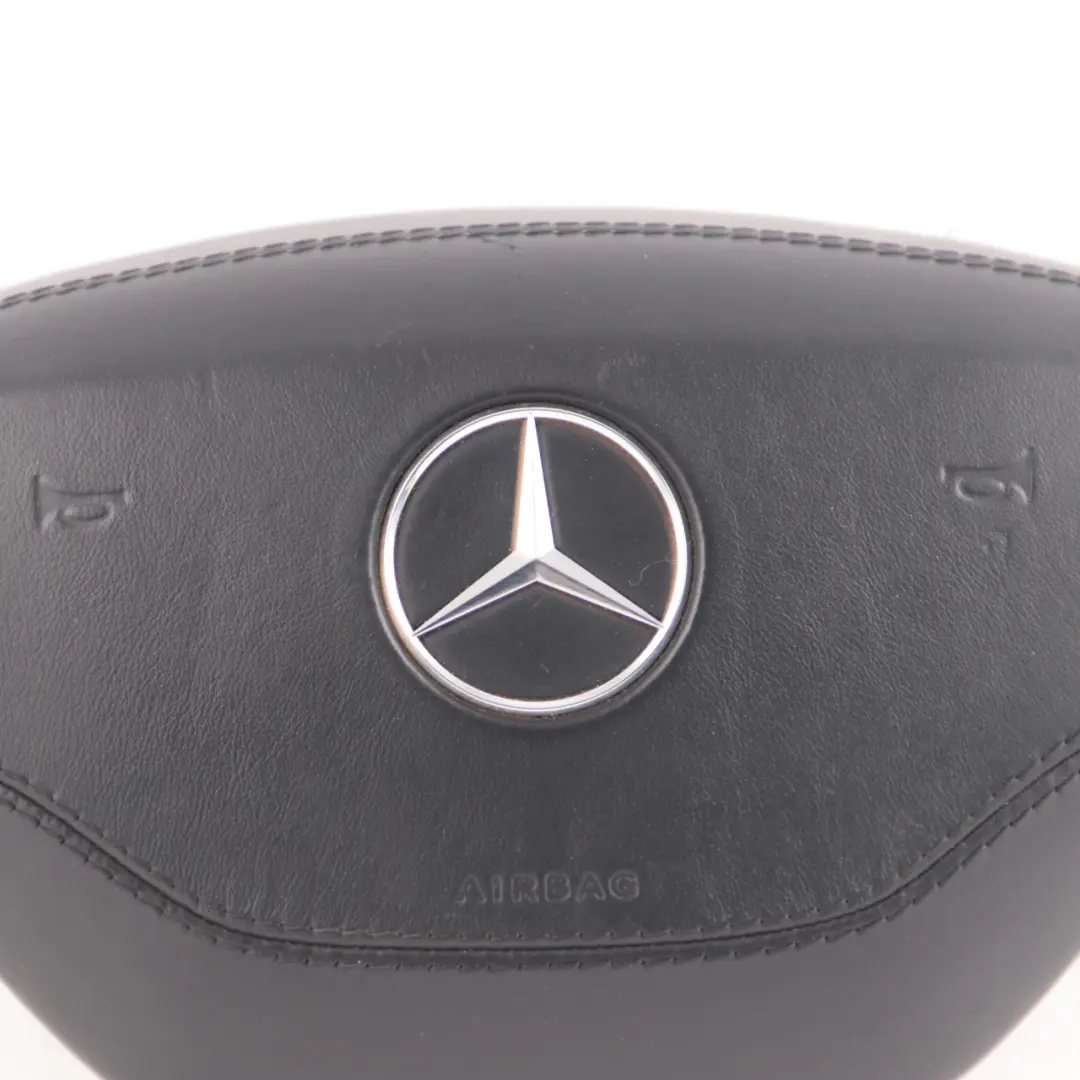 Mercedes W221 Steering Wheel Air Module Buttons Leather Black A2218600502